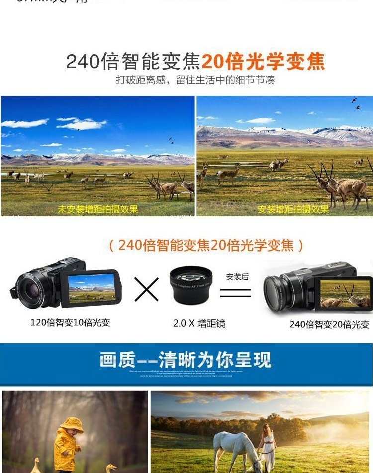 Máy ảnh kỹ thuật số Ordro / Ou Da HDV-Z80 HD nhà DV1080P24 triệu có chức năng chống rung từ xa máy quay gopro