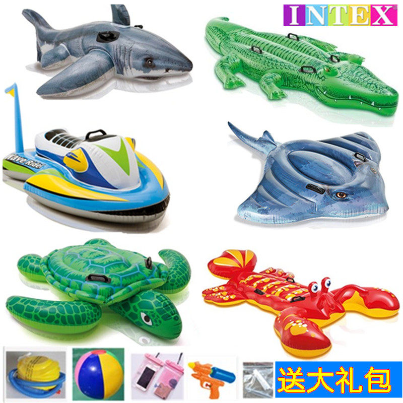 INTEX water inflatable sitting child swimming circle adult floating bed turtles unicorn Animals riding surfing toys