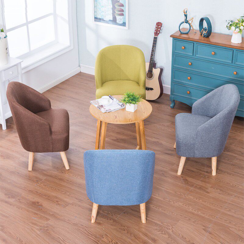 European-style fabric single sofa leather bedroom living room home cafe mini balcony small sofa chair