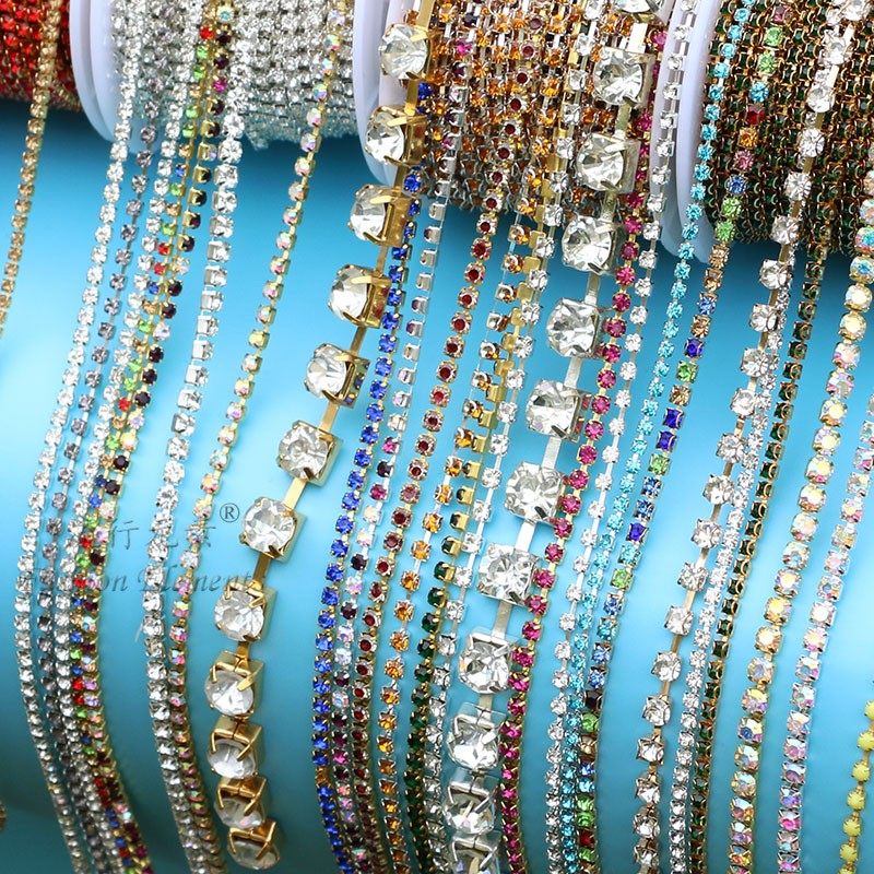 No 6 No 10 No 16 Diamond chain Dense chain Chain Diamond jewelry Diamond-set chain Dress decoration chain Rhinestone single claw claw chain