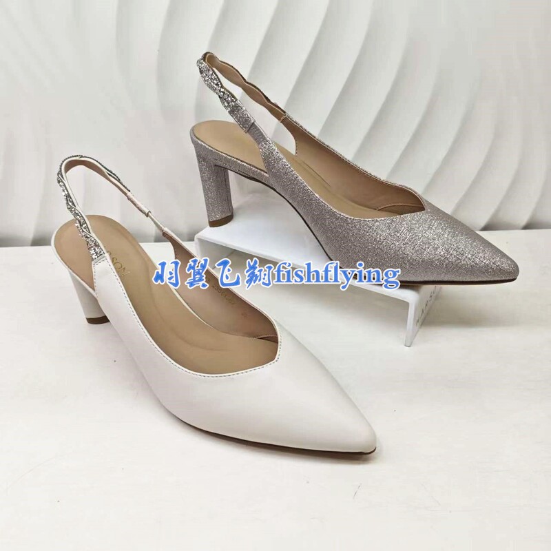 Hm267113 Genuine Harson/Harsen 2026 Spring/Summer New Thick High Heel Open Back White Women's Sandals Hm267113 Genuine Harson/Harsen 2026 Spring/Summer New Thick High Heel Open Back White Women's Sandals