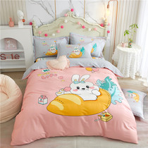 Good quality pure cotton children bed linen four sets girl cute rabbit cartoon full cotton upper and lower bed three sets of bed products