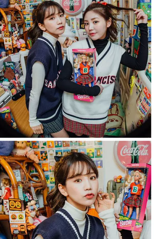 Ulzzang phiên bản Hàn Quốc của các mẫu mùa xuân và mùa thu lỏng lẻo trùm đầu chữ V hoang dã áo len vest áo len nữ sinh viên