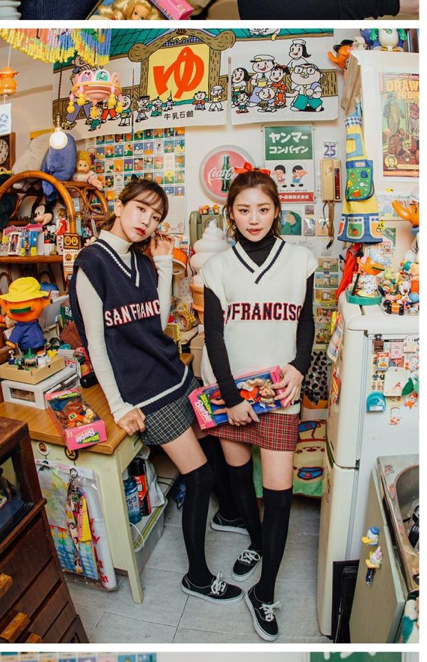 Ulzzang phiên bản Hàn Quốc của các mẫu mùa xuân và mùa thu lỏng lẻo trùm đầu chữ V hoang dã áo len vest áo len nữ sinh viên áo hoodie nữ cute