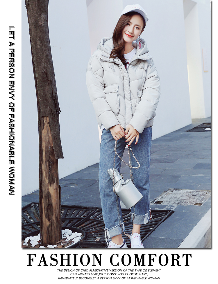 Chống mùa giải phóng mặt bằng bông áo khoác nữ bông áo khoác Hàn Quốc bf Harajuku thủy triều lỏng ngắn bông áo khoác mùa đông áo khoác trùm đầu bánh mì dịch vụ áo phao béo nữ hàn quốc