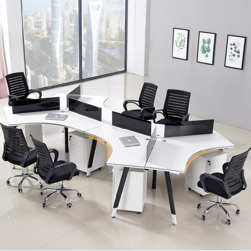 Steel frame staff table and chair combination Customized staff position Creative minimalist designer work position Fashion office furniture