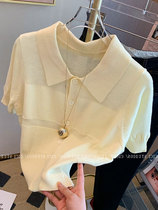 Shivering supplier ~ Korean version of the new Summer Polo collar Short knitted blouse Women loose Conspicted Shade short sleeves