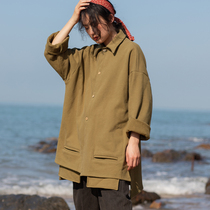 Hemp Colorless Neutral Wind Short Coat Woman 2021 New Art Tooling Casual Knit Pure Cotton Loose Big Code Blouse