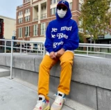 Балахон, мужская утепленная утепленная толстовка для влюбленных, в американском стиле, оверсайз