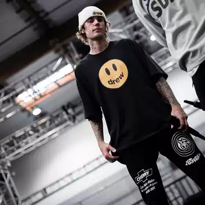 DREW smiley face Justin Bieber same summer European and American High Street Tide brand loose Street couple short sleeve T-shirt men