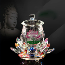 Zen Supplies Wares Bouddha Crystal Seven Colored Lotus Glass Holy Water Glass Net Water Cup for the Buddhas front cup