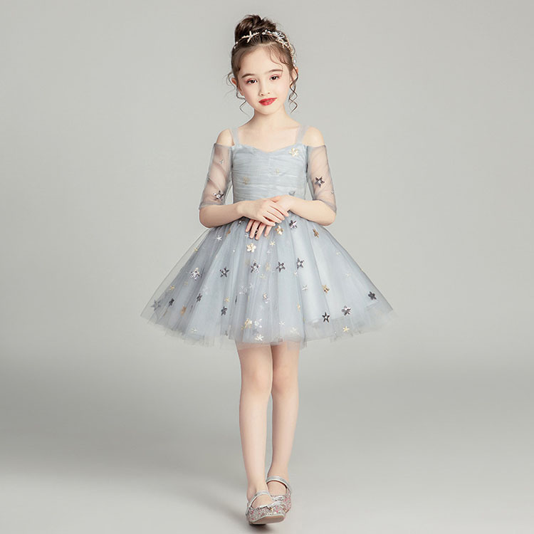 Cô gái lệch vai váy đầm dạ hội cô gái nhỏ tổ chức catwalk sinh nhật trang phục piano tùy chỉnh váy fluffy lưới - Váy trẻ em váy trẻ em 11 tuổi