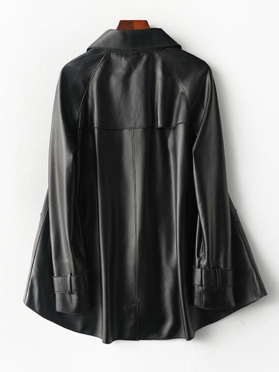 Haining Genuine Leather Women's Casual Loose Tops Spring and Autumn Korean Style First Layer Sheepskin Versatile Slimming Large Size Jacket