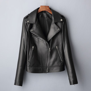 New Spring and Autumn Haining Genuine Leather Jacket for Women, Short Style, First Layer Sheepskin, Fashionable and Elegant, Slim Fit Leather Jacket