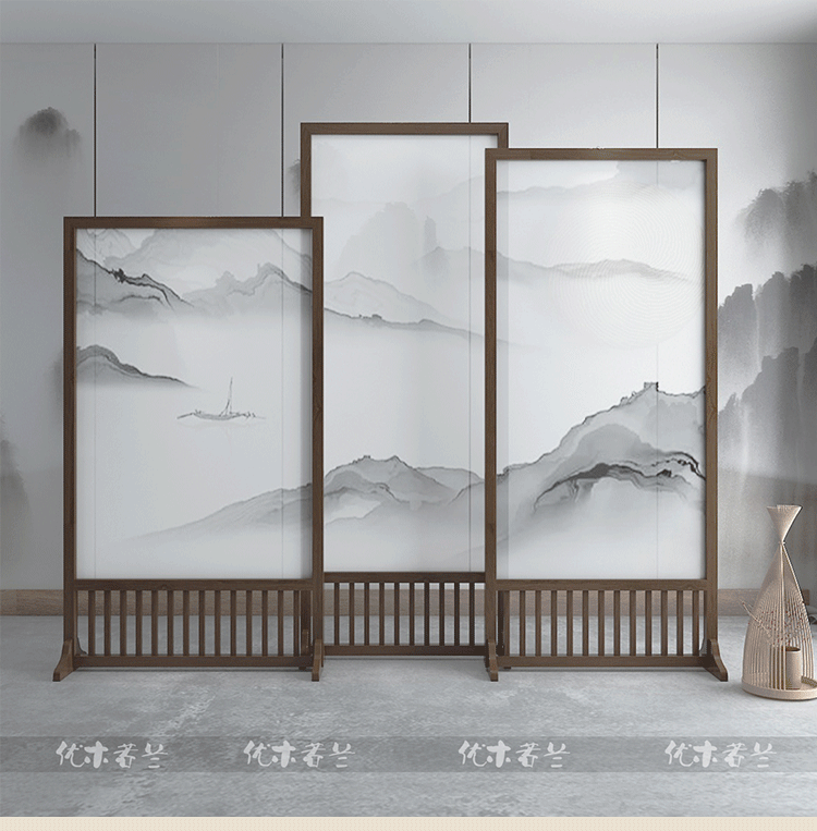 Phân vùng màn hình Trung Quốc mới đơn giản và bán trong suốt phòng khách phòng khách trang trí phòng ăn bằng gỗ rắn màn hình ghế di động - chương trình Shan Mingshui - Màn hình / Cửa sổ mẫu khung bảo vệ cửa sổ bằng gỗ
