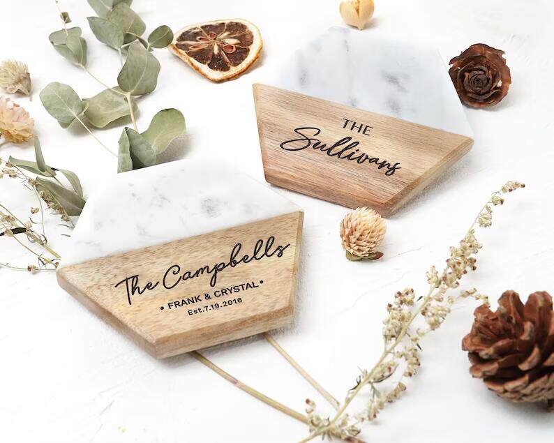Custom engraving of marble wooden cups padded wooden cup mats personalized) Joe the gift of a gift) The wedding of a bride gift 
