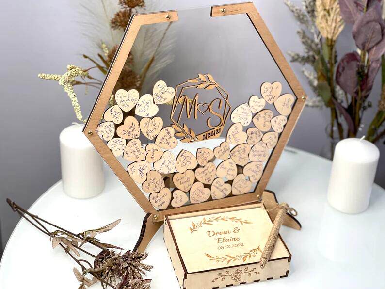 Custom sign-to-box hexagonal Eurostyle minimalist wind business event Opening Annual Meeting Birthday Wedding sign to the message book 