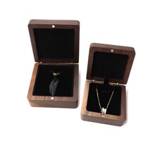 Custom Woody Coursewear Necklace Containing Gift Box First Accessories Box Wood Case Black Walnuts Pendant Gift Jewellery Packaging Box
