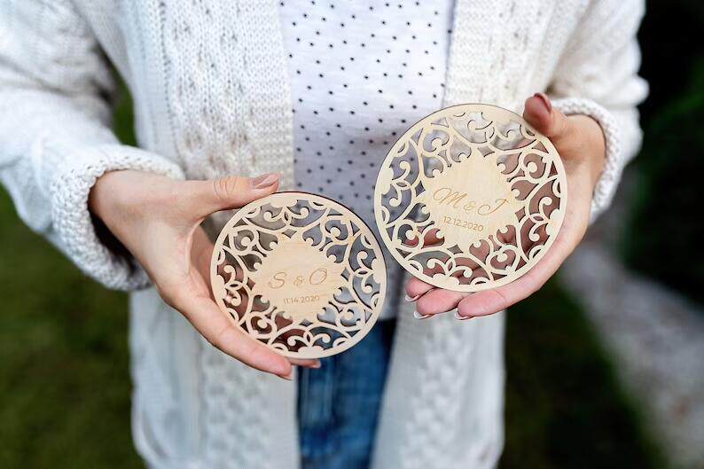 Custom Name Letter Creative Countryside Wedding Wood-cup Mat Party Gift Guests Gift Desktop Placement 