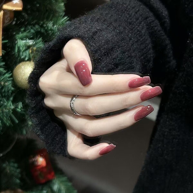 Summer's New Pure Handmade Ultra-White Dragon Fruit Color Nude High-End Wearable Nails with a Stylish and Trendy Manicure Design