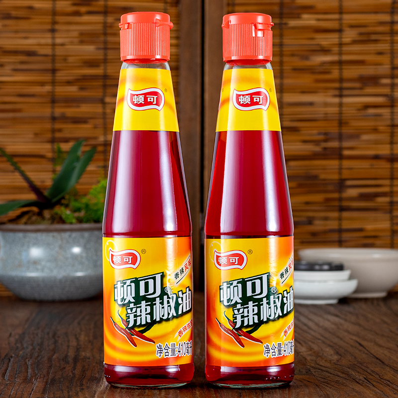 Dunke chili oil 410ml*2 bottled household red chili oil hot pot seasoning spicy flavor color rosy
