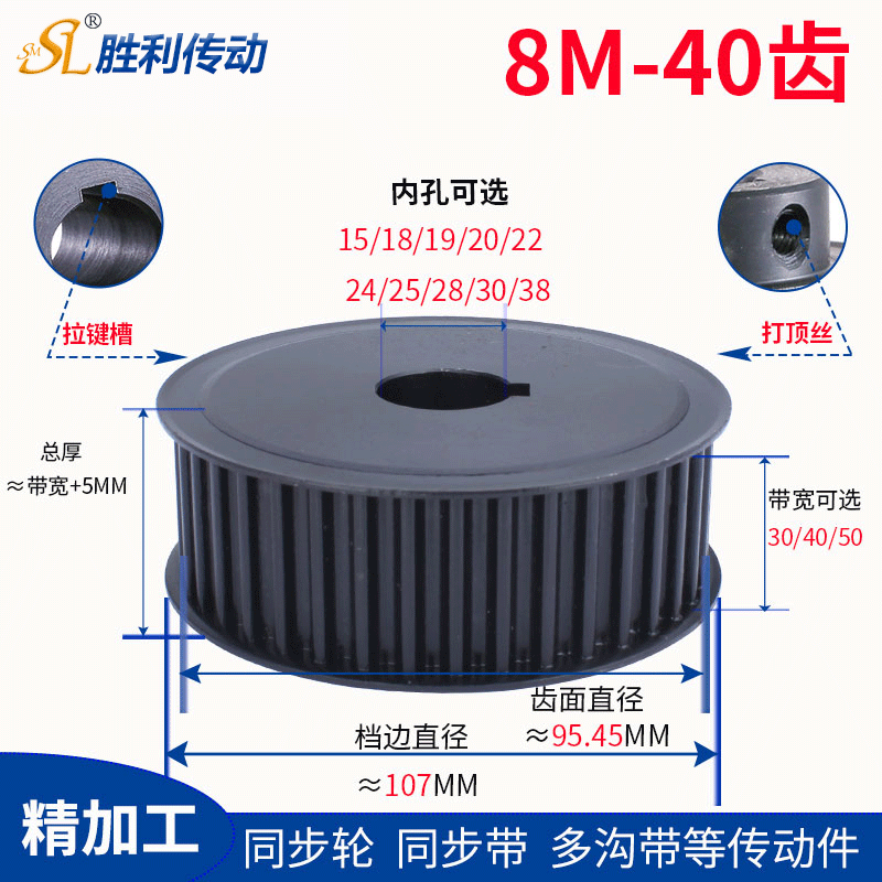 8m synchronous wheel 8M 40 tooth aperture 19 22 24MM synchronous pulley No 45 steel