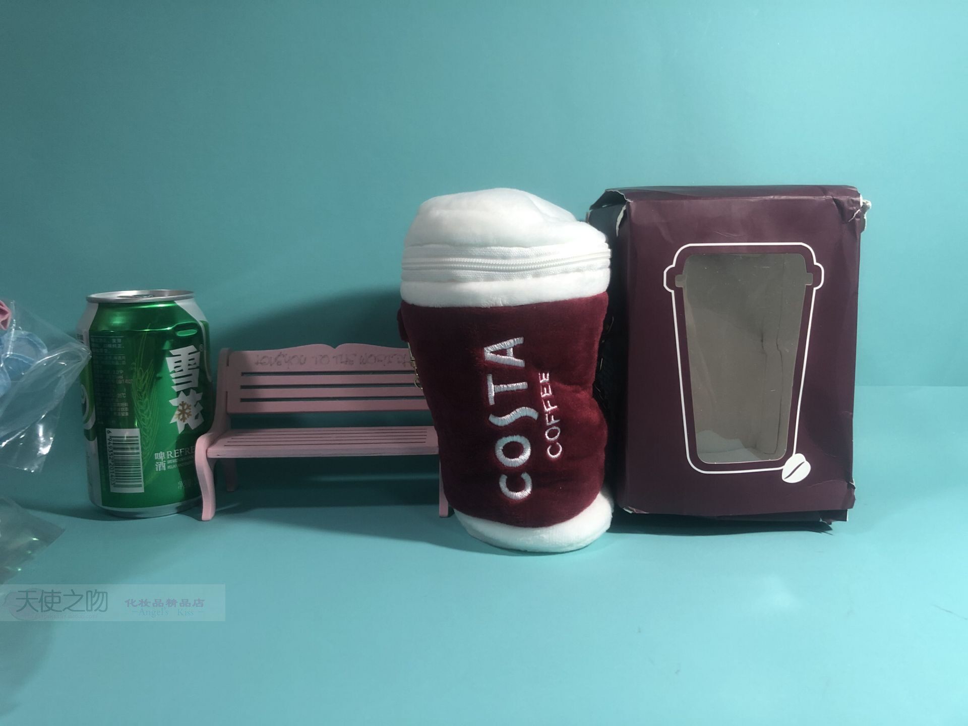 Limited edition Costa classic little red cup plush bag creative coin purse mobile phone bag net red girl cute chain bag