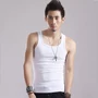 Áo vest nam bó sát cotton vuông cổ áo thể dục chủ đề Slim word căng thanh niên thể thao thấm mồ hôi - Áo vest cotton áo thun nam body