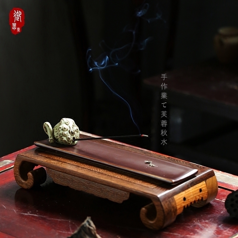 Imperial Pavilion-Qiushui Hibiscus original design 5mm Tibetan incense insert Ceramic Zen line incense insert incense seat Tea ceremony ornaments