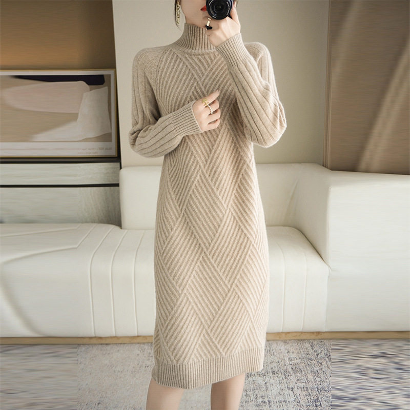 Maje Koce full wool turtleneck sweater women's winter thickened mid-length version bottoming cashmere dress is thin