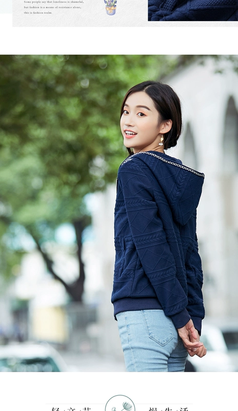 Ai Lusi Ting 2018 Mùa Xuân và Mùa Thu Zip Cardigan Áo Khoác Ngắn Dài Tay Áo Lỏng Lẻo Mùa Thu Áo Khoác Nữ Ngắn Ngắn