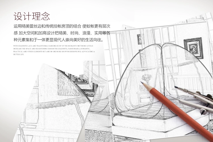Vải chống muỗi miễn phí lắp đặt không đáy không khóa gấp dây kéo ma thuật lưới yurt muỗi 1,2 / 1,5 / 1,8 m mùng ngủ treo tường