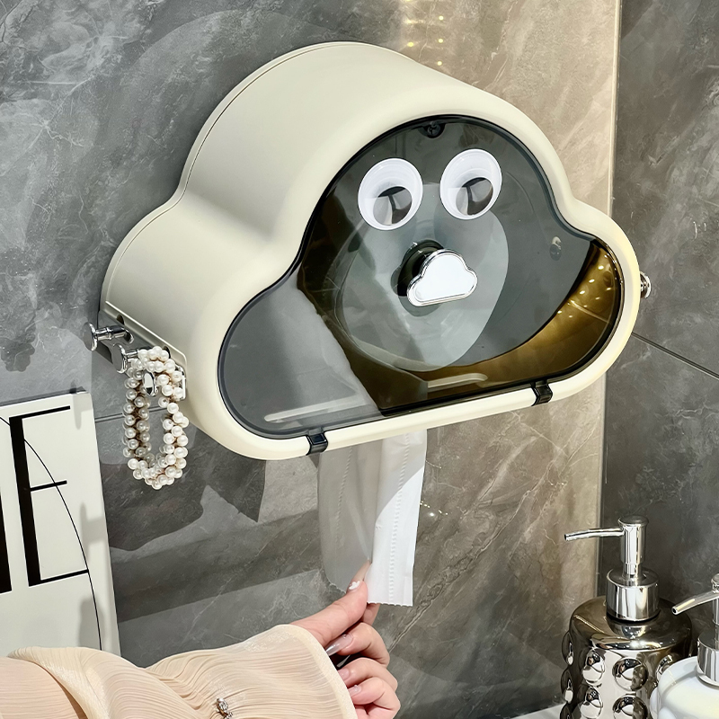 Wall-Mounted Toilet Paper Holder, No-Drill Bathroom Tissue Box, Waterproof Storage Rack, High Aesthetic Value