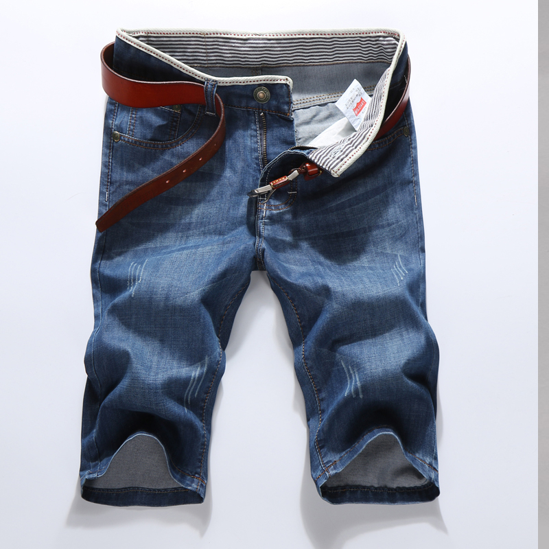 Kích thước lớn lỏng quần denim quần short nam mùa hè phần mỏng quần nam thẳng cộng với phân bón tăng ống túm năm quần