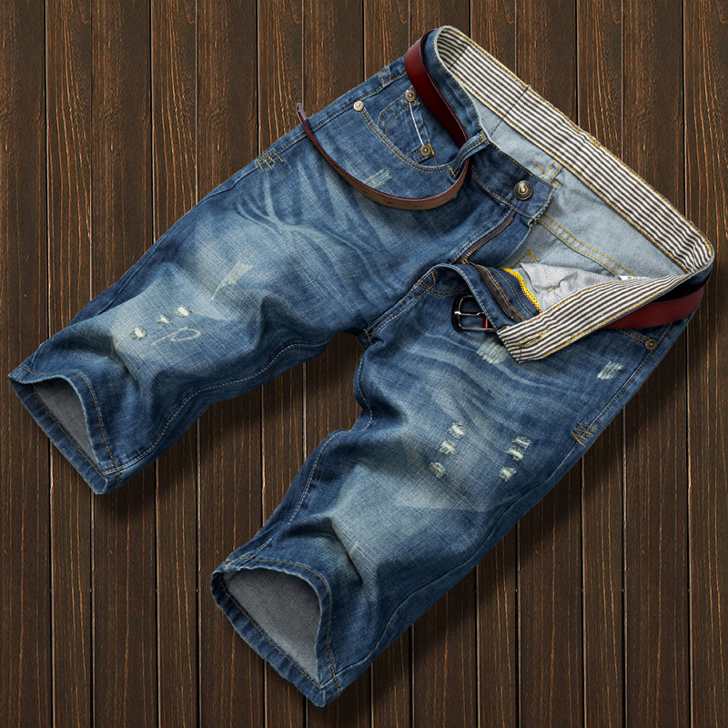 Kích thước lớn lỏng quần denim quần short nam mùa hè phần mỏng quần nam thẳng cộng với phân bón tăng ống túm năm quần shop quần áo nam