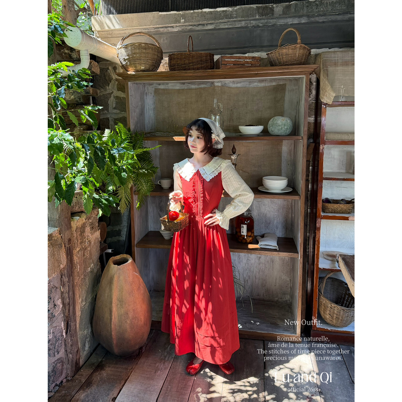 Lu Heqi French Retro Style Ruffled Sleeveless Dress for Women, Autumn Vibe Layered Flared Dress Lu Heqi French Retro Style Ruffled Sleeveless Dress for Women, Autumn Vibe Layered Flared Dress
