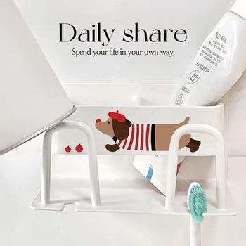 Dachshund Toothbrush Holder, Family of Three Mouthwash Cup Holder, Toothbrush Stand, Bathroom Iron Art Toothbrush Storage Rack