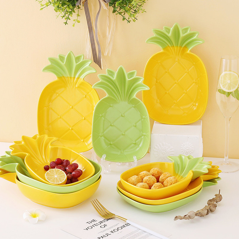 Pineapple bowl plate ceramic creative fruit salad plate Nordic style breakfast plate dessert dessert bowl cute ins