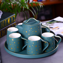 Modern minimalist creative ceramic cup complete set of tea maker Cup living room water Cup Nordic teapot tea cup set home