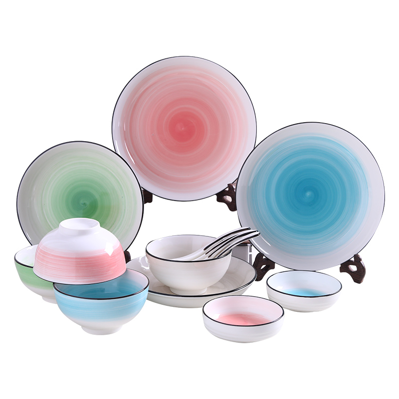 Dishes suit household jingdezhen ceramics tableware chopsticks ipads China to eat rice bowl noodles soup bowl Japanese combination plate