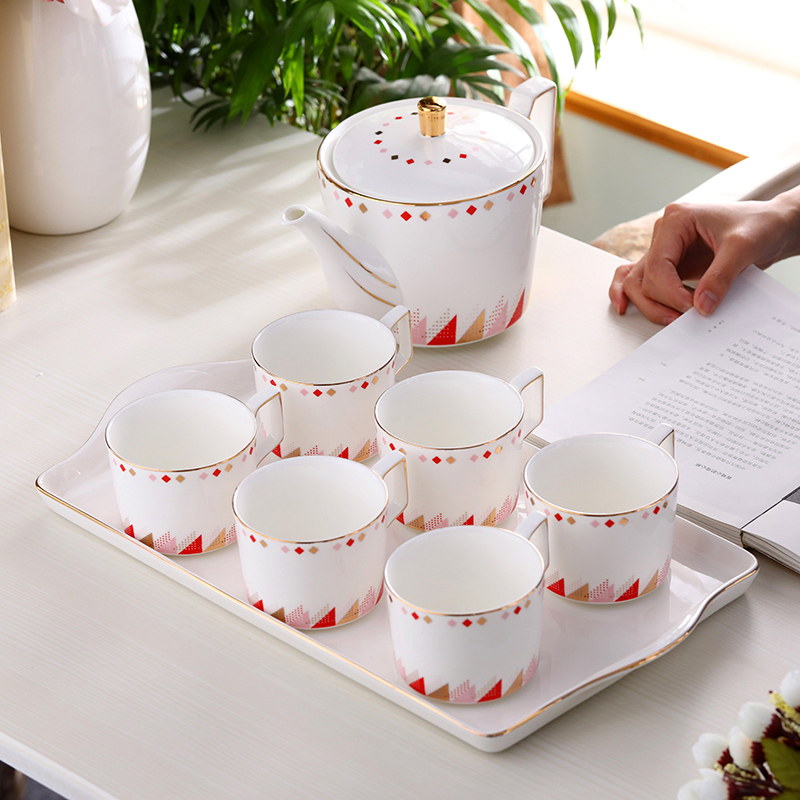 Korean tea set and contracted heat - resistant ceramic cup European cup with sitting room cup cold water household glass gift set