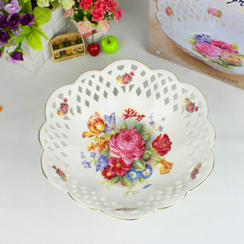 Creative compote snack plate of household ceramic round fruit salad bowl of fruit bowl boreal Europe style of I sitting room