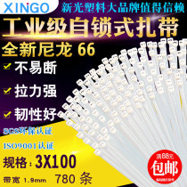 3 * 100mm self-locking nylon cable tie white plastic strap fixing strap