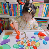 Rainbow Pebble Teaching Gigsaw Children Monteshi Early Education Puzzle Building Blocks Sorting Cup Color Recognition Toys Matching