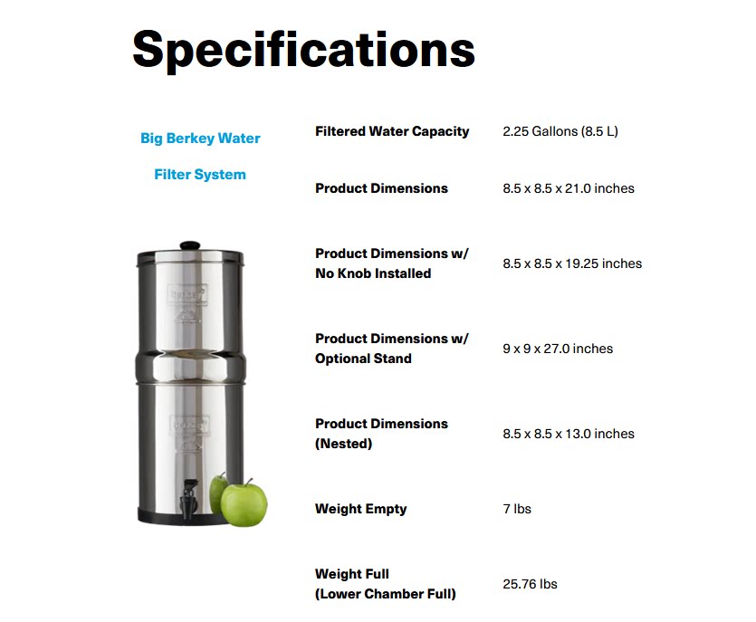 Фильтр для воды 美国伯基重力式净水器 berkey滤芯黑白组 big黑色滤芯家用野营适用