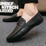 Дышащие и повседневные 𫔮Мужские одноразовые нескользящие туфли из мягкой кожи в британском стиле 𫔭Мокасины для мальчиков на толстой кожаной подошве