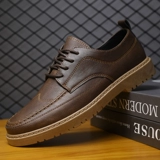 Мужская спортивная обувь, летние износостойкие туфли для отдыха для кожаной обуви в английском стиле, мягкая подошва, в корейском стиле