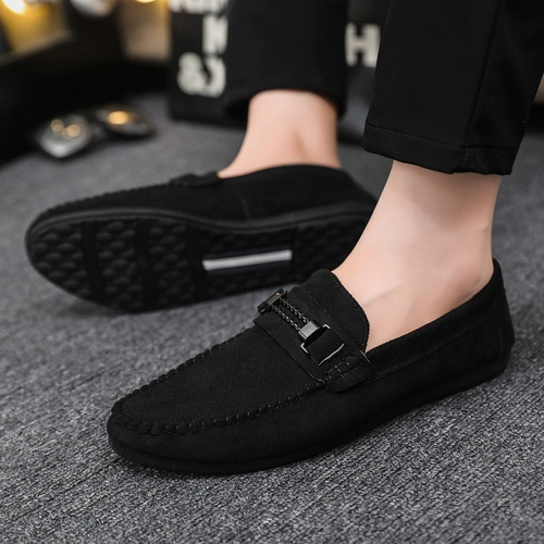 Повседневная 𫔮 Тонкая, универсальная водонепроницаемая кожаная поверхность, простые мужские туфли-бини премиум-класса из мягкой кожи на толстой подошве, которые можно носить на работу.