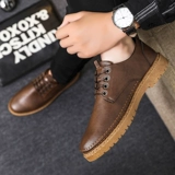 Мужская весенняя рабочая дышащая обувь в английском стиле, классический костюм для отдыха для кожаной обуви, водонепроницаемые модные туфли
