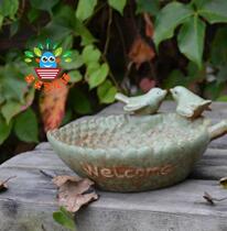 Creative Kiln retro leaves bird feeder fruit plate storage plate multi-meat flower pot gardening ornaments